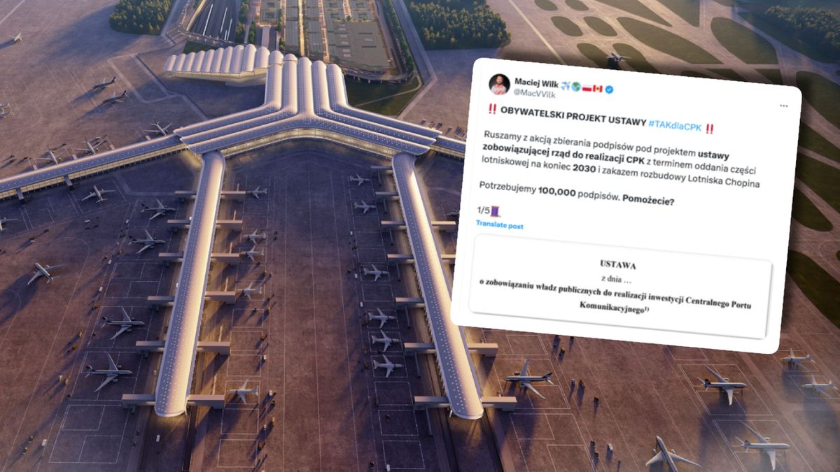 Obywatelski projekt ustawy ma zmusić rząd do budowy CPK przed końcem 2030 r. 