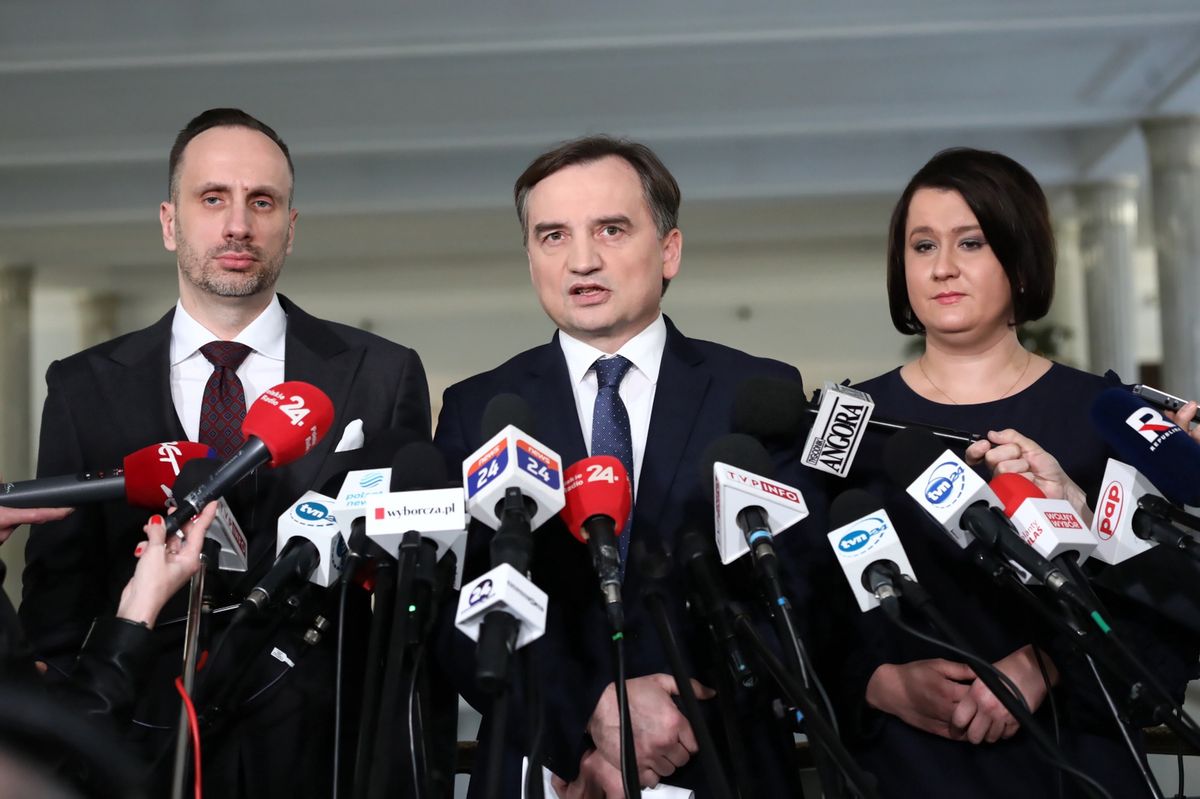 Janusz Kowalski, Zbigniew Ziobro i  Anna Maria Siarkowska na konferencji w Sejmie