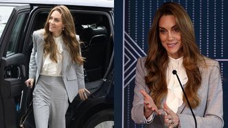 Księżna Kate w szarym garniturze zmierza na spotkanie z liderami biznesu. Szykowna? (ZDJĘCIA)