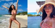 Nicole Scherzinger prezentuje wyrzeźbione ciało w bikini, hasając po plaży
