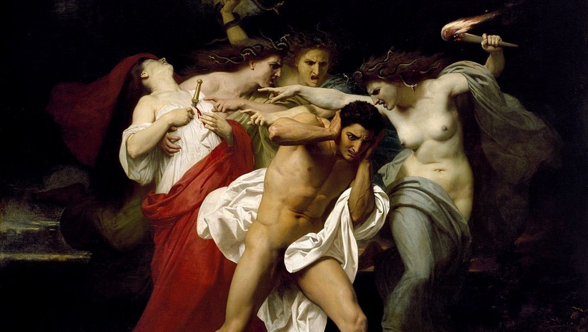 Orestes ścigany przez Furie na obrazie Williama-Adolphe'a Bouguereau, 1862