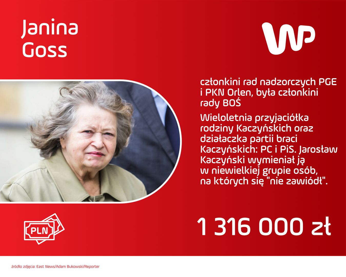 Wynagrodzenia milionerów "Dobrej Zmiany": Janina Goss.