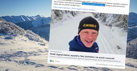 Kolejne zaginięcie w Tatrach. 46-latek nie wrócił z wycieczki