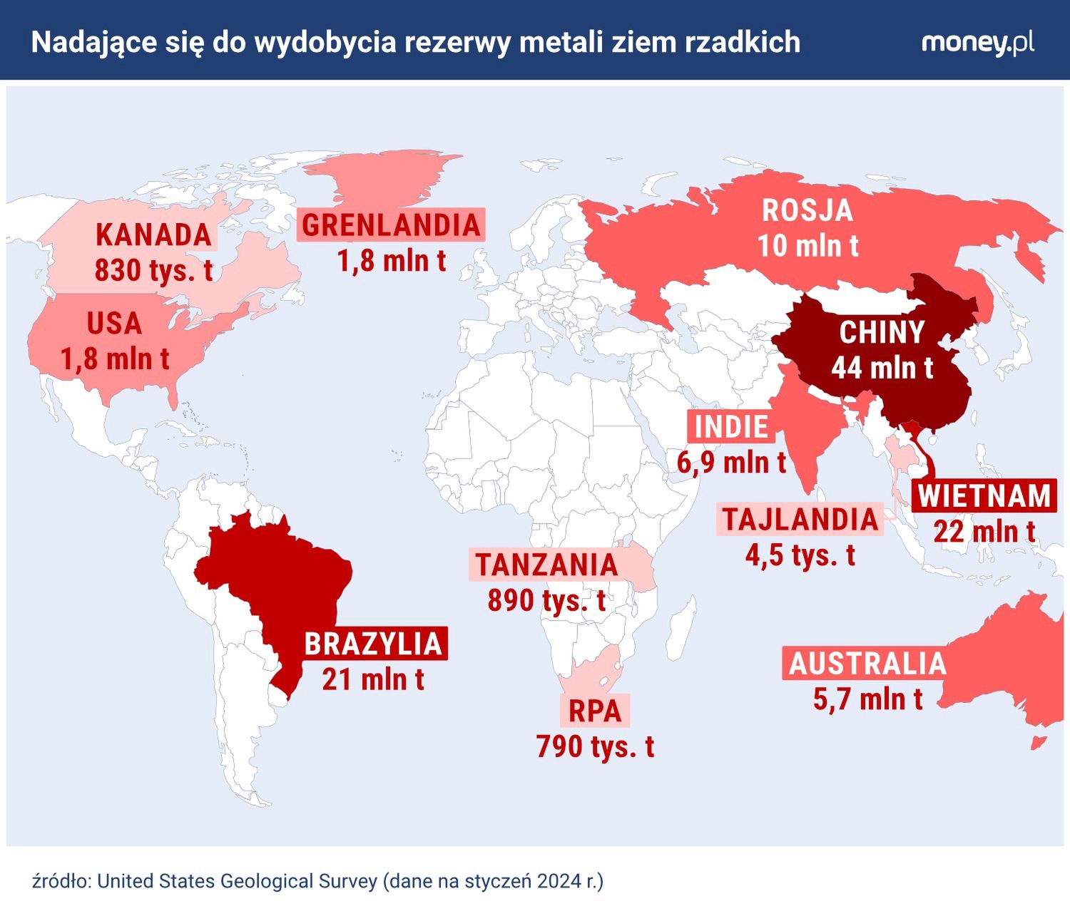 Największe złoża metali ziem rzadkich na świecie