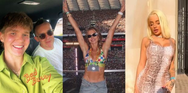 Polskie gwiazdy opanowały koncert Bad Bunny'ego: zagorzała fanka Anna Lewandowska, Fagata w wężowej sukience, Maciej Kurzajewski z synem (ZDJĘCIA)