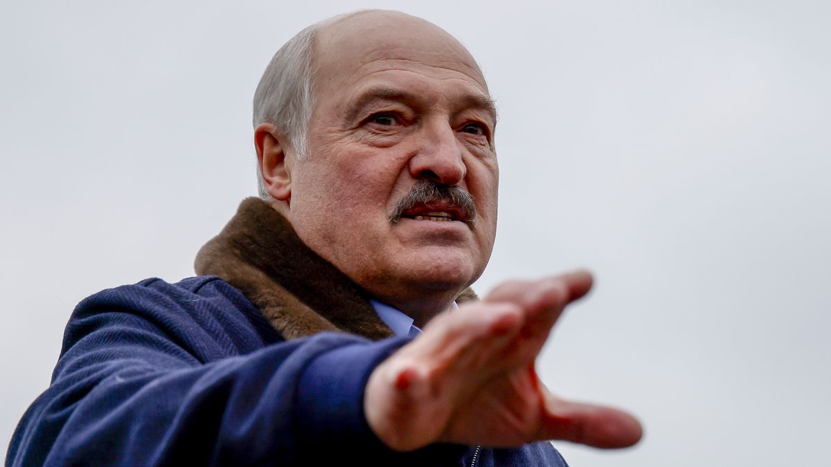 GRODNO, BELARUS - NOVEMBER 26: Belarusian President Alexander Lukashenko visits migrants waiting at the closed area allocated by Belarusian government on the Belarusian-Polish border in Grodno, Belarus on November 26, 2021. (Photo by Sefa Karacan/Anadolu Agency via Getty Images)