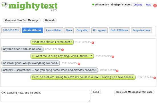 MightyText - SMS z i do komputera