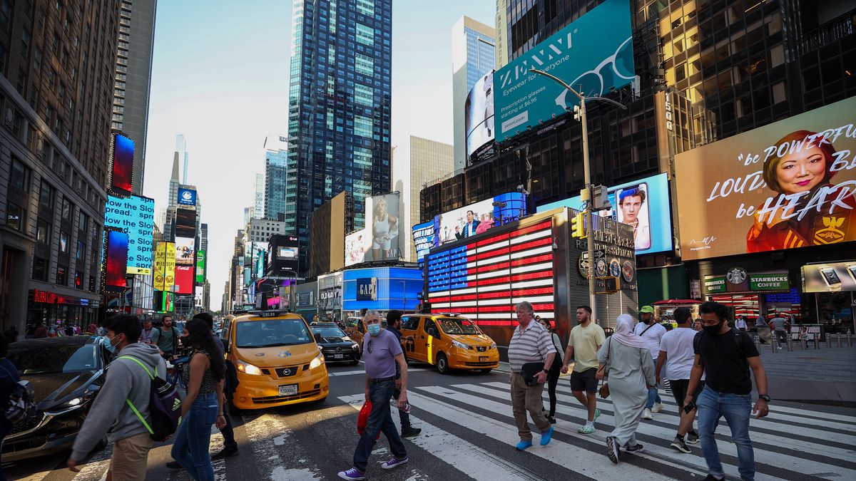 New York City is reopeningNEW YORK, USA - MAY19: Crowds are seen at the Times Square as daily life in New York City, United States on May 19, 2021. Gov. Andrew M. Cuomo announced with the new guidance, fully vaccinated people will no longer have to wear masks in most circumstances. (Photo by Tayfun Coskun/Anadolu Agency via Getty Images)Anadolu Agencycovid19  new york, daily life new york city, grand central new york, new york city reopening, penn station new york, times square, vaccinated new york