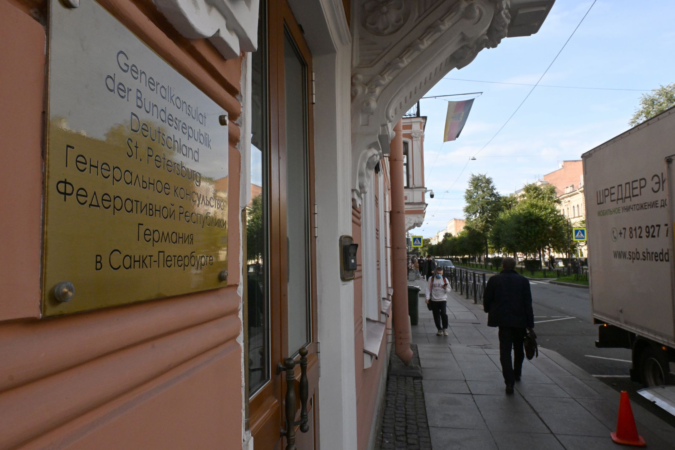 SAINT PETERSBURG, RUSSIA - SEPTEMBER 8: A view of the German Consulate General in Saint Petersburg on September 8, 2026. Russia announced retaliatory measures against the German Consulate General in St. Petersburg and Germanyâs Goethe-Institut centers in Russia. The move followed Berlin's closure of the Russian Consulate General in Bonn and the Russian House of Science and Culture in Berlin. (Photo by Natalia Gladkova/Anadolu via Getty Images)