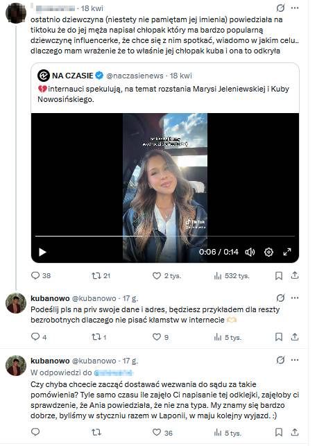 Kuba Nowosiński reaguje na spekulacje