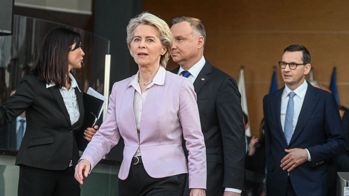 Ursula von der Leyen, Andrzej Duda i Mateusz Morawiecki 