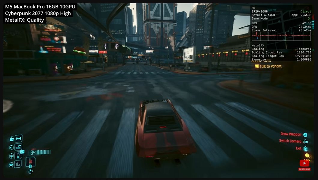 Cyberpunk 2077 na Apple M5