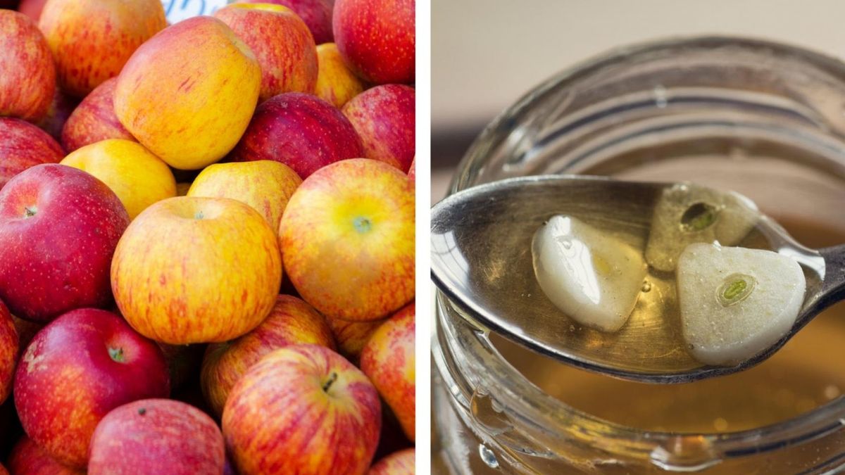 Jabłka gotowane z czosnkiem