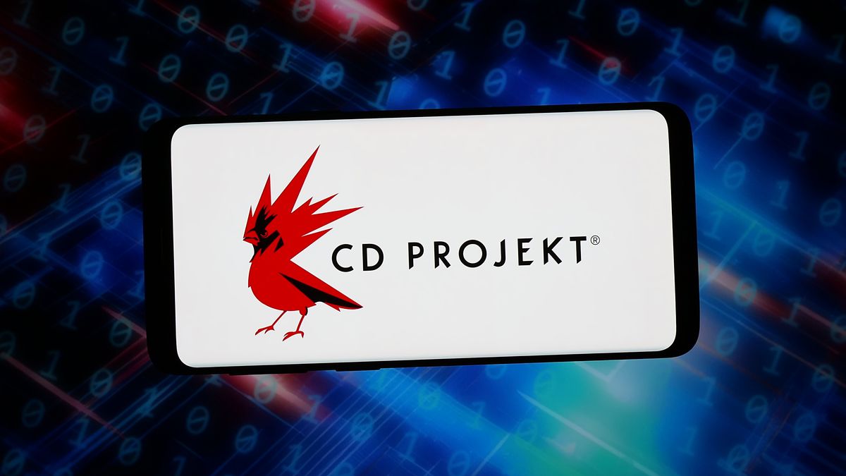 GERMANY - 2026/02/13: In this photo illustration, the logo of Polish video game company CD Projekt S.A. is displayed on a smartphone in front of abstract background on computer screen. (Photo Illustration by Timon Schneider/SOPA Images/LightRocket via Getty Images)
