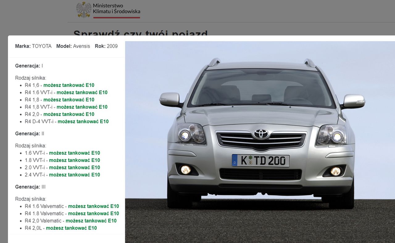 Toyota Avensis była fenomenem, bo według rządowej bazy produkowano trzy generacje równolegle w roku 2009