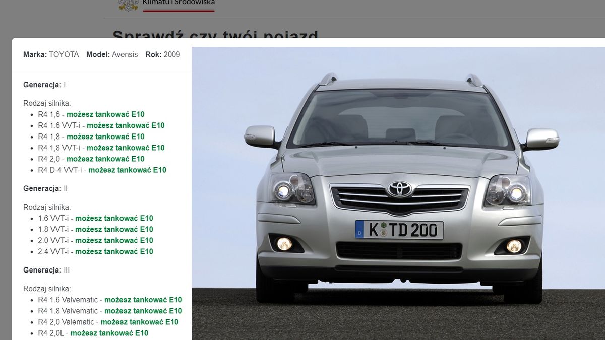 Toyota Avensis była fenomenem, bo według rządowej bazy produkowano trzy generacje równolegle w roku 2009