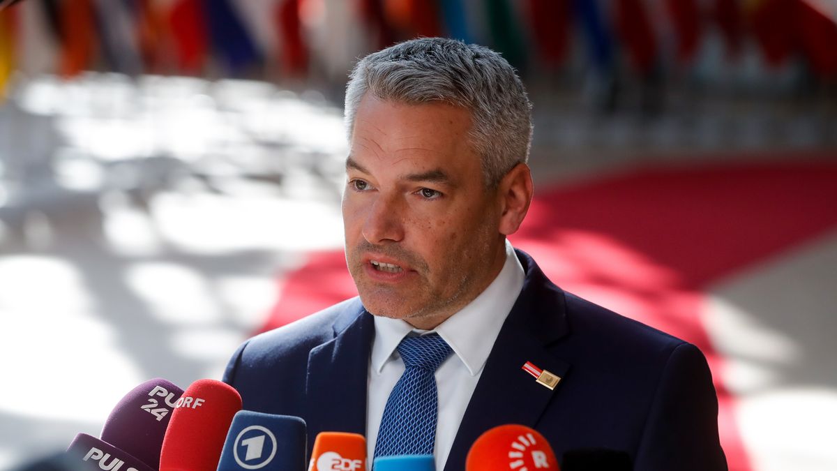 Na zdjeciu kanclerz Austrii Karl Nehammer