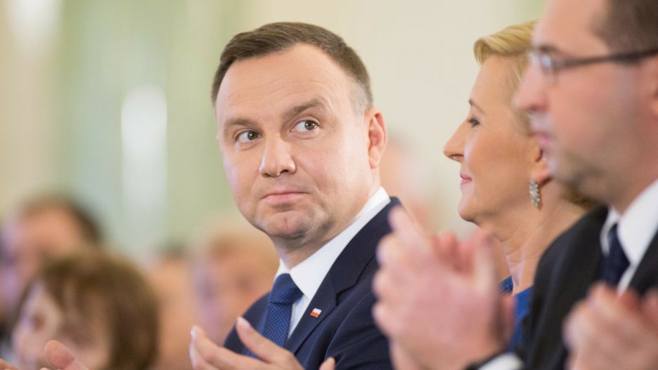 Uroczysto?? z okazji 75. rocznicy powstania Rady Pomocy ?ydom ?egota11.10.2017 Warszawa Uroczystosc z okazji 75. rocznicy powstania Rady Pomocy Zydom Zegota N/z  Agata Kornhauser-Duda Andrzej Duda fot. Maciej Luczniewski/REPORTERMaciej Luczniewski/REPORTER
