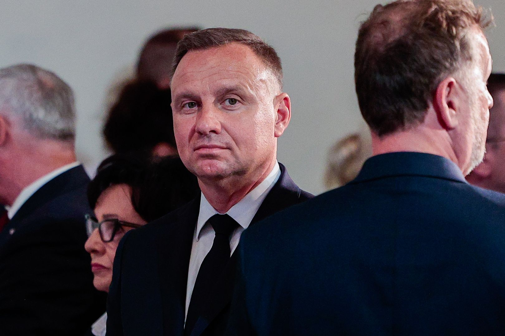 Andrzej Duda  during the 40th anniversary of the Lubin massacre, in Lubin, Poland, on August 31, 2022. (Photo by Krzysztof Zatycki/NurPhoto via Getty Images)