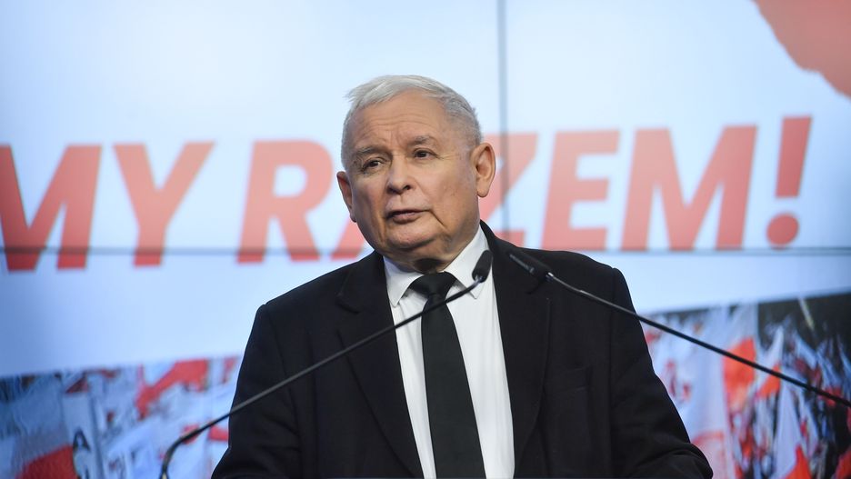 Warszawa, 26.01.2024. Prezes PiS Jarosław Kaczyński podczas oświadczenia prasowego w siedzibie Prawa i Sprawiedliwości przy ul. Nowogrodzkiej w Warszawie, 26 bm. (ad) PAP/Piotr Nowak