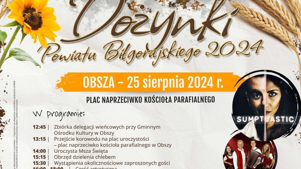 Dożynki powiatu biłgorajskiego w Obszy 2024