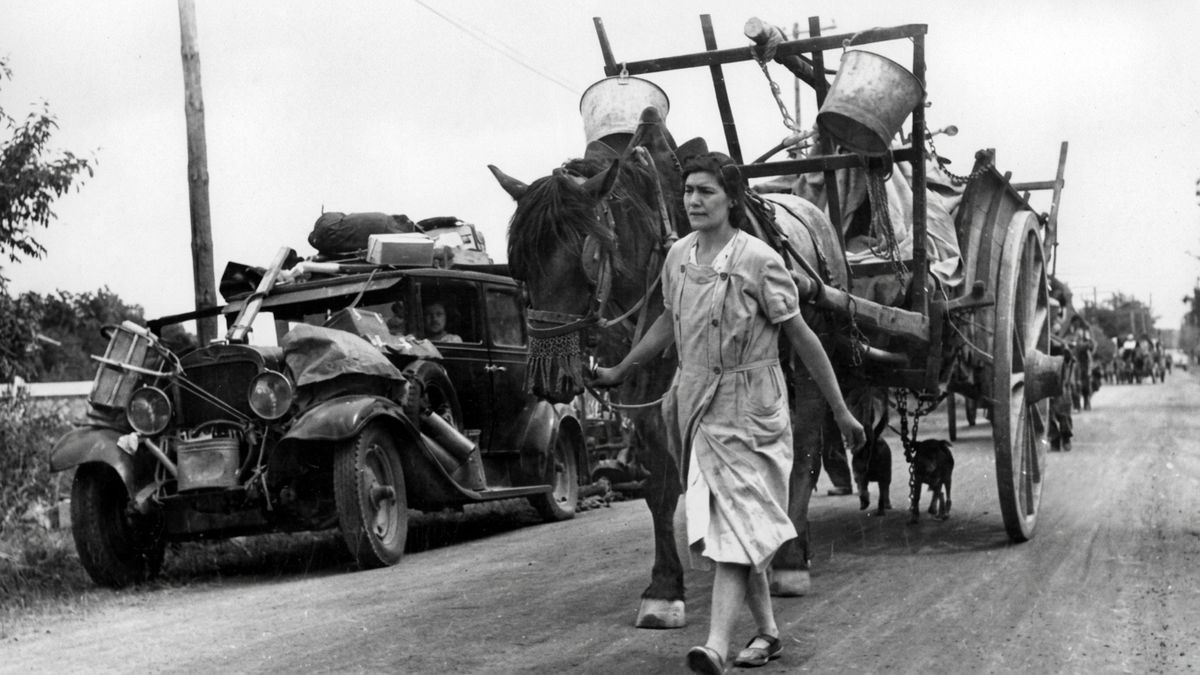 Francuscy uchodźcy. Fotografia z czerwca 1940 roku