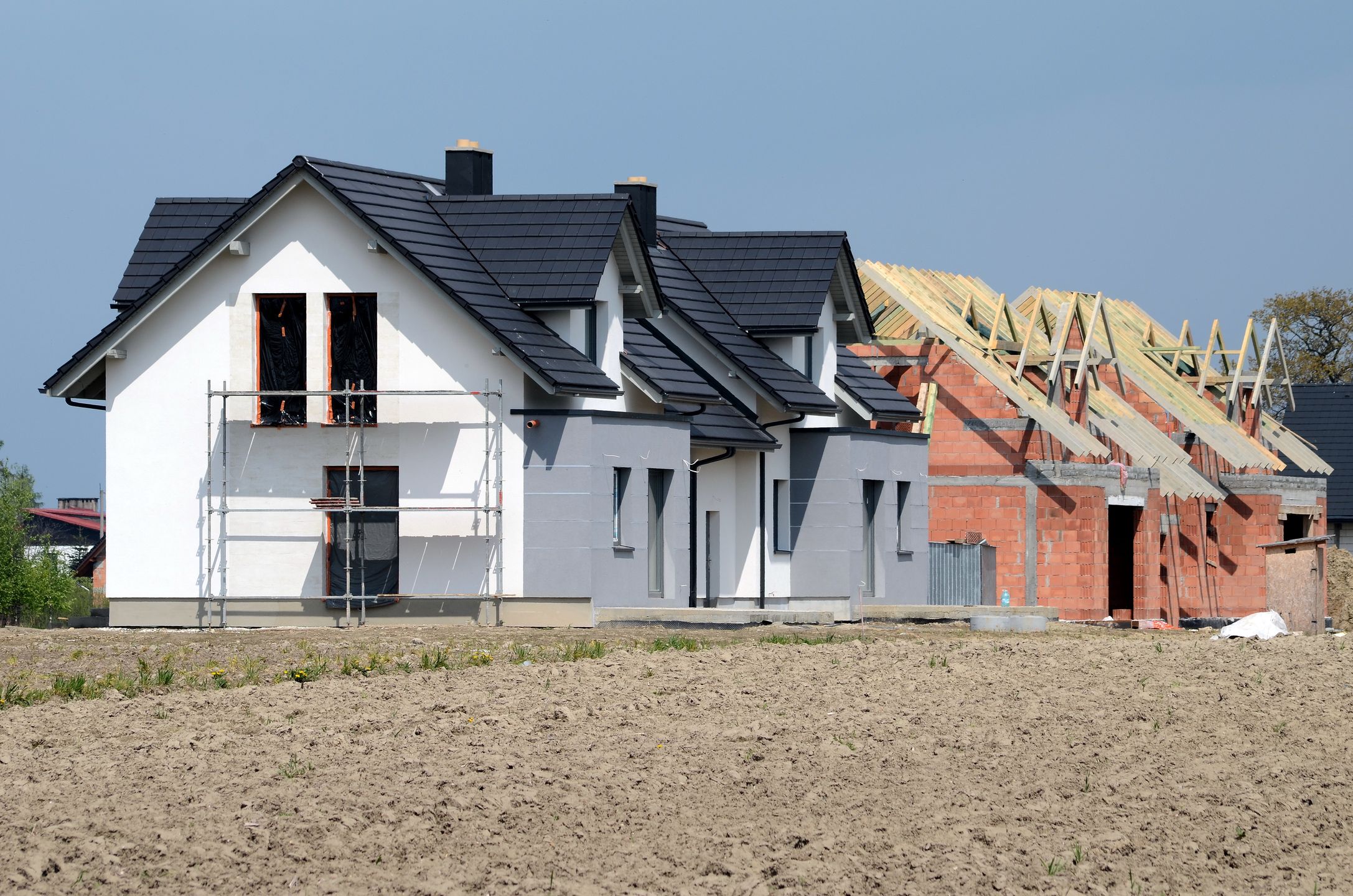 dom, budowa, mieszkanie, mur, niebo, architektura, plac budowy, budowlany, nowy, budynek, biznes, mieszkalny, pole, grunt, wiejski, dach, konstrukcja, inwestycja