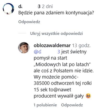Wpis Waldemara Obłozy na Instagramie