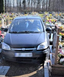 88-latek wjechał na cmentarz taranując nagrobki
