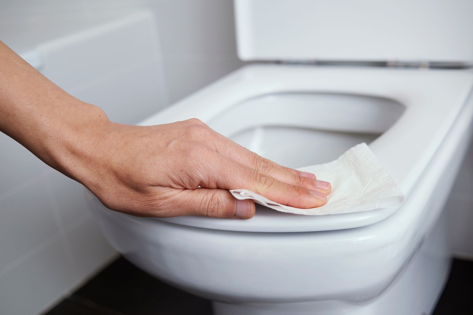 man cleaning the toilet seat with a piece of paper
closeup of a caucasian man cleaning the toilet seat with a piece of toilet paper in a tiled bathroom
man, toilet, seat, cleaning, piece, paper, tissue, bath, bathroom, restroom, clean, cleaner, public, hotel, room, home, house, latrine, hygiene, hygienic, lavatory, person, people, hand, concept, conceptual, sanitizing, prevention, preventive, protection, infection, infectious, illness, disease, transmission, transmitted, virus, bacteria, microorganism, germs, care, mysophobia, phobia, fear, spread, spreading, epidemic, pandemic, indoors, horizontal