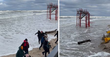 Fale wdarły się na ląd w Stegnie. "Morze zagarnęło całą plażę"