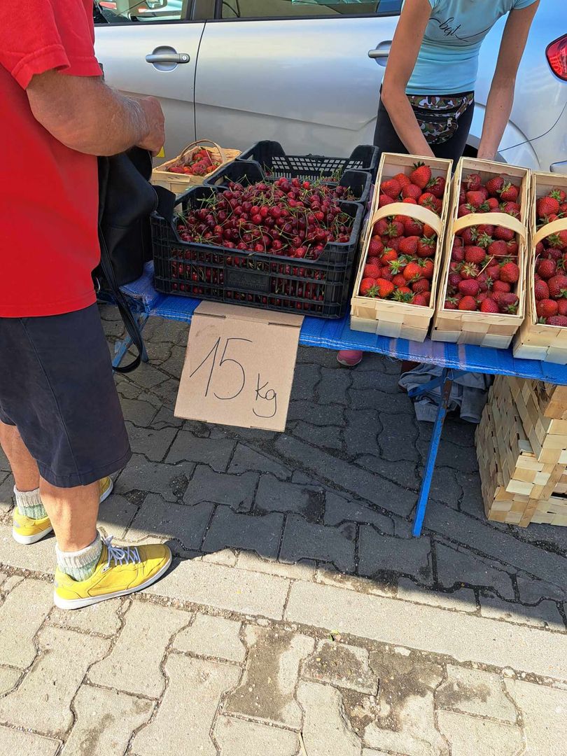 Ceny czereśni na toruńskim straganie