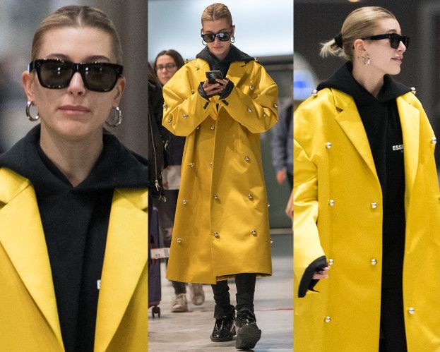 "Modna" Hailey Bieber przemierza lotnisko w asyście ochrony