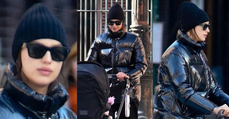 Nieumalowana Irina Shayk próbuje nie wyróżniać się z tłumu...