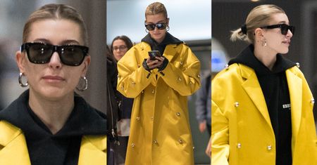 "Modna" Hailey Bieber przemierza lotnisko w asyście ochrony