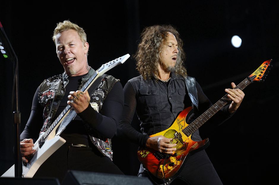 James Hatfield i Kirk Hammett na koncercie w Melbourne w 2013 roku