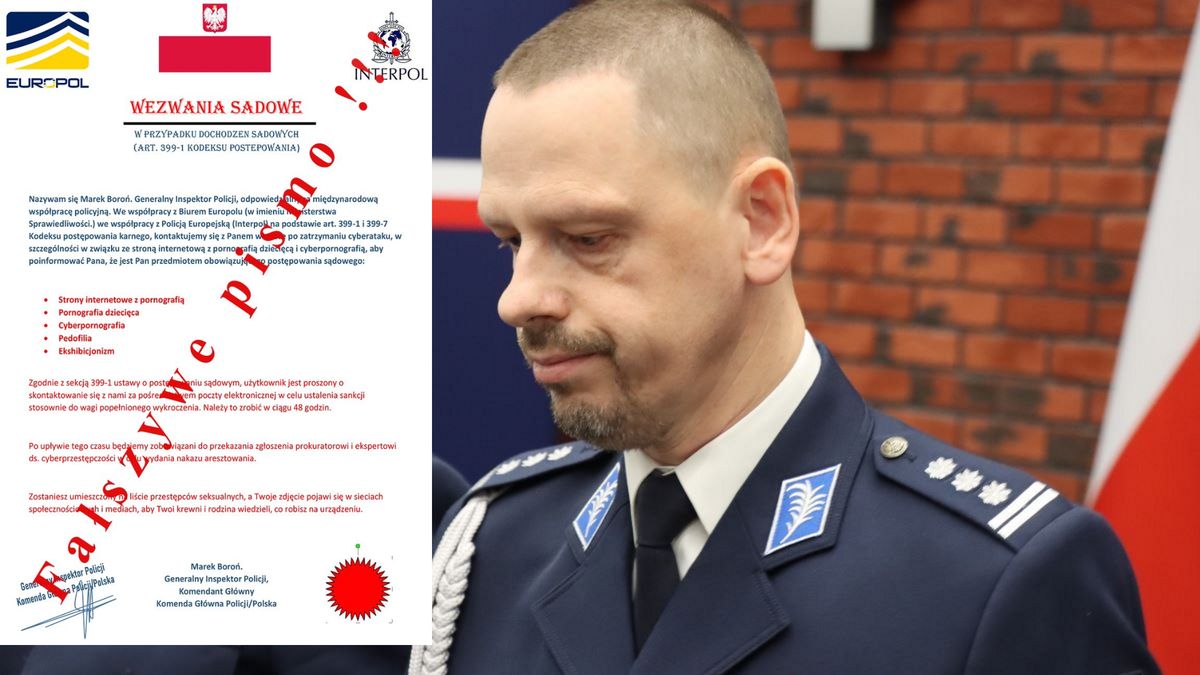 Insp. Marek Boroń nie wysyła żadnych wezwań mailowo. To oszustwo