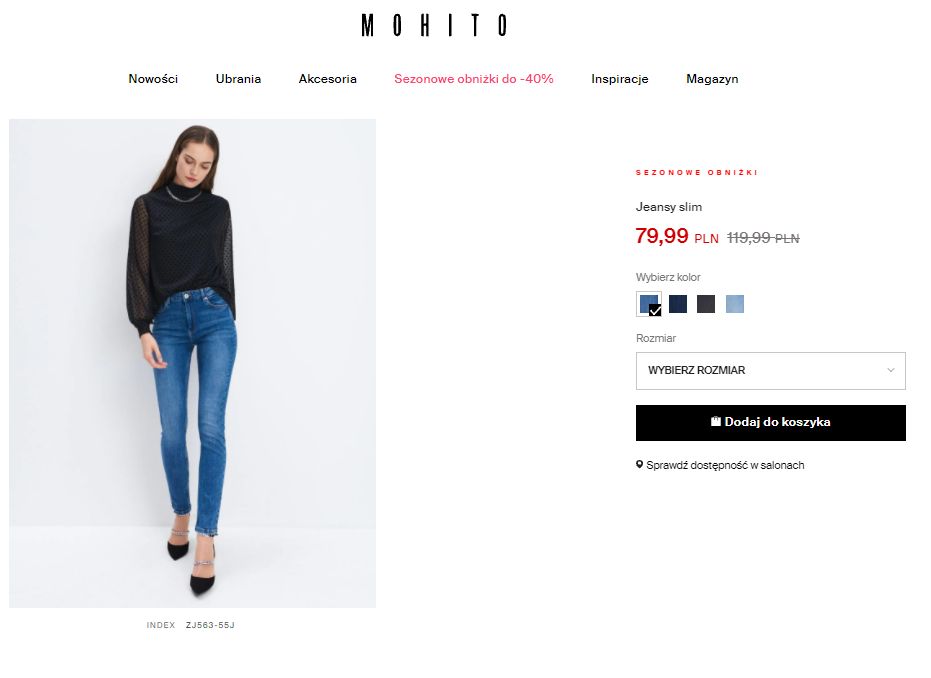 Granatowe rurki w Mohito dostaniemy na wyprzedaży