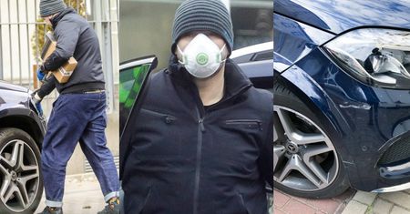 Nieprzejęty wgnieceniem w wartym 300 TYSIĘCY mercedesie Tomasz Karolak uspokaja: "Mam duże samochody i takie otarcia się zdarzają" (ZDJĘCIA)