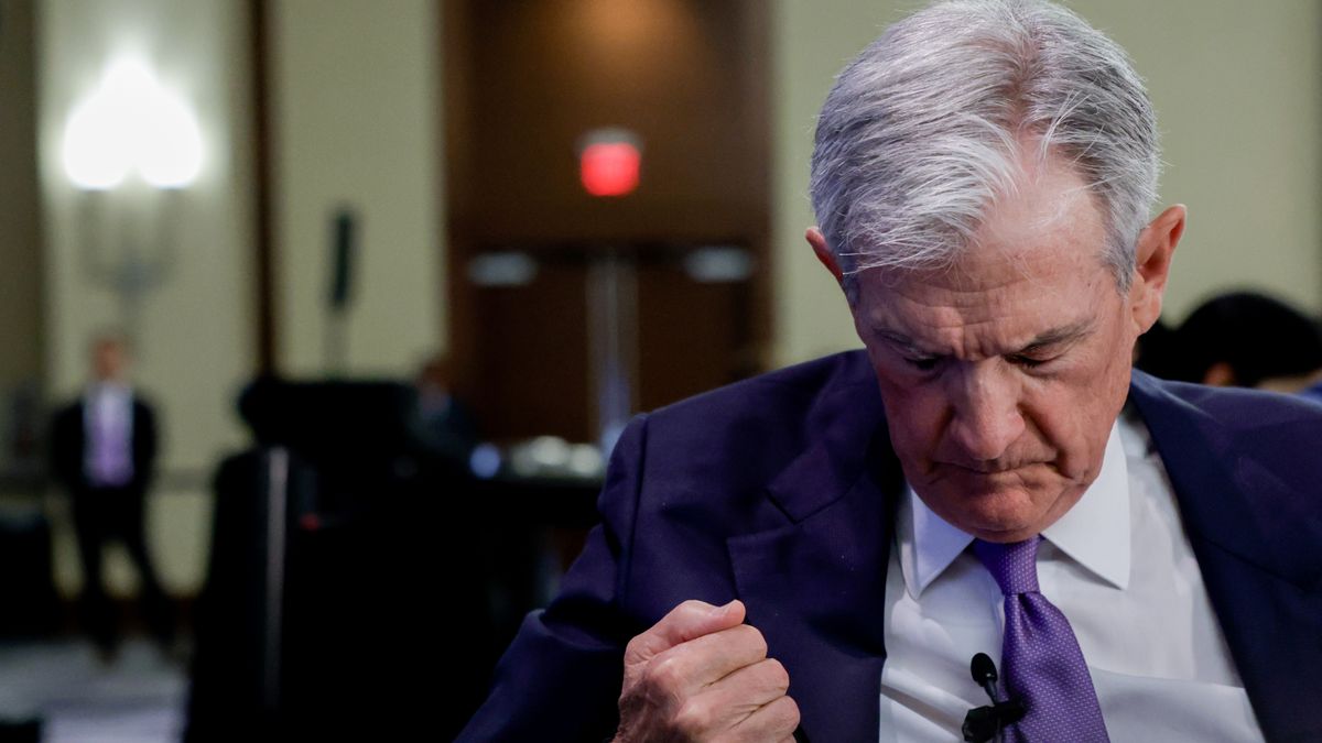 Jerome Powell, chairman of the US Federal Reserve, during the National Association of Business Economics (NABE) annual meeting in Philadelphia, Pennsylvania, US, on Tuesday, Oct. 14, 2025. The theme of this year's conference is "Global Economy in Transition: Finding Opportunity Amid Disruption." Photographer: Hannah Beier/Bloomberg via Getty Images