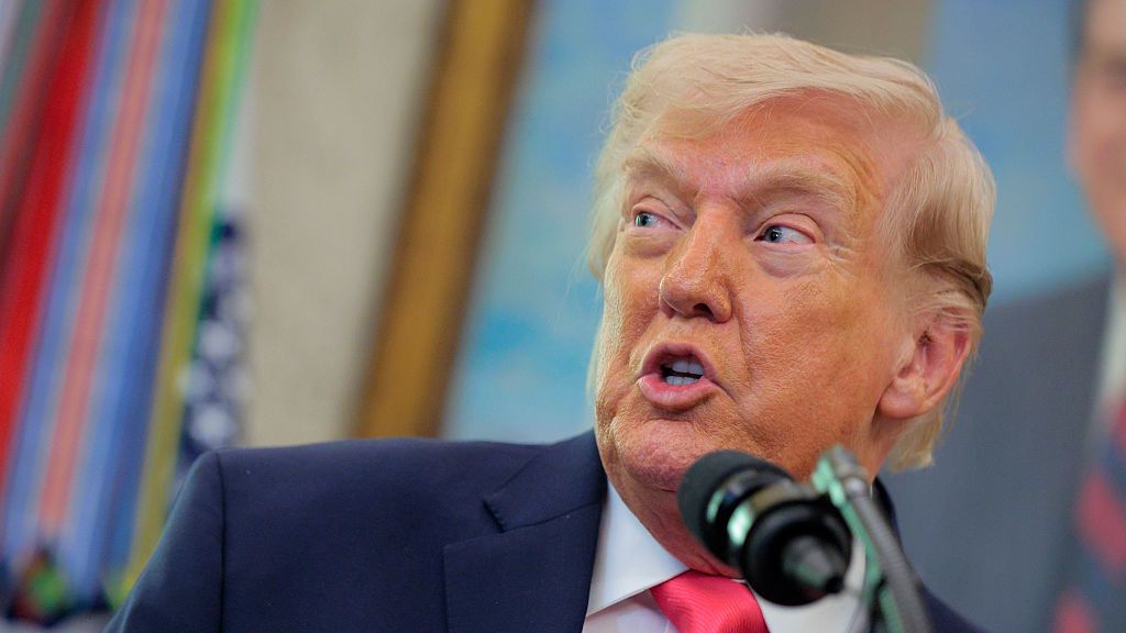 President Trump Attends Swearing In Ceremony For New DHS Secretary Mullin
WASHINGTON, DC - MARCH 24:  U.S. President Donald Trump  takes questions during a ceremony for newly sworn in U.S. Secretary of the Department of Homeland Security Markwayne Mullin in the Oval Office at the White House on March 24, 2026 in Washington, DC. Mullin takes the helm of DHS during a challenging time as it has been partially shut down since February 14 while lawmakers negotiate reforms for Immigration and Customs Enforcement. (Photo by Chip Somodevilla/Getty Images)
Chip Somodevilla
