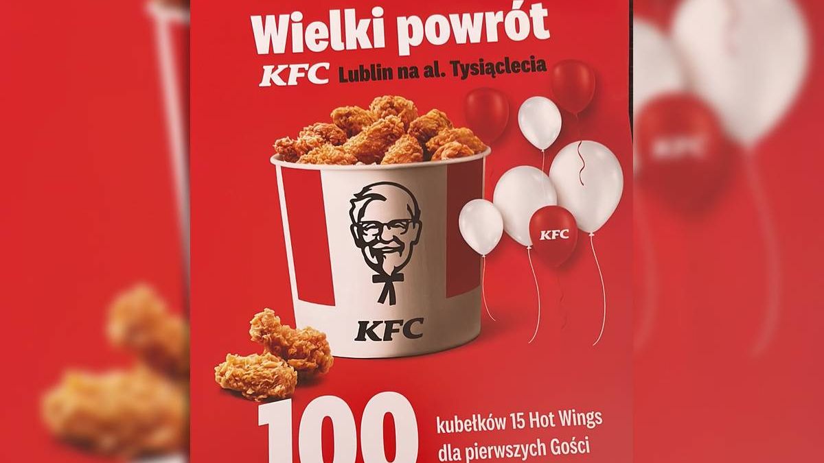 Promocja z okazji otwarcia KFC Tysiąclecia - 100 kubełków Hot Wings dla pierwszych 100 gości za 1 zł