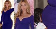 Ciężarna Beyonce w granatowej sukni eksponuje brzuch (ZDJĘCIA)