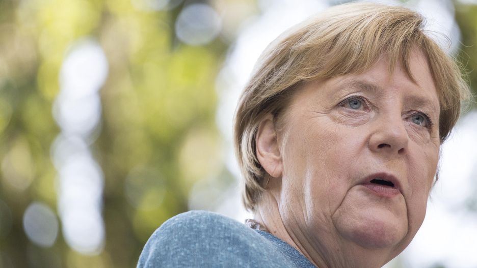 Angela Merkel seen during her visit in Warsaw on September 11, 2021. (Photo by Maciej Luczniewski/NurPhoto via Getty Images)