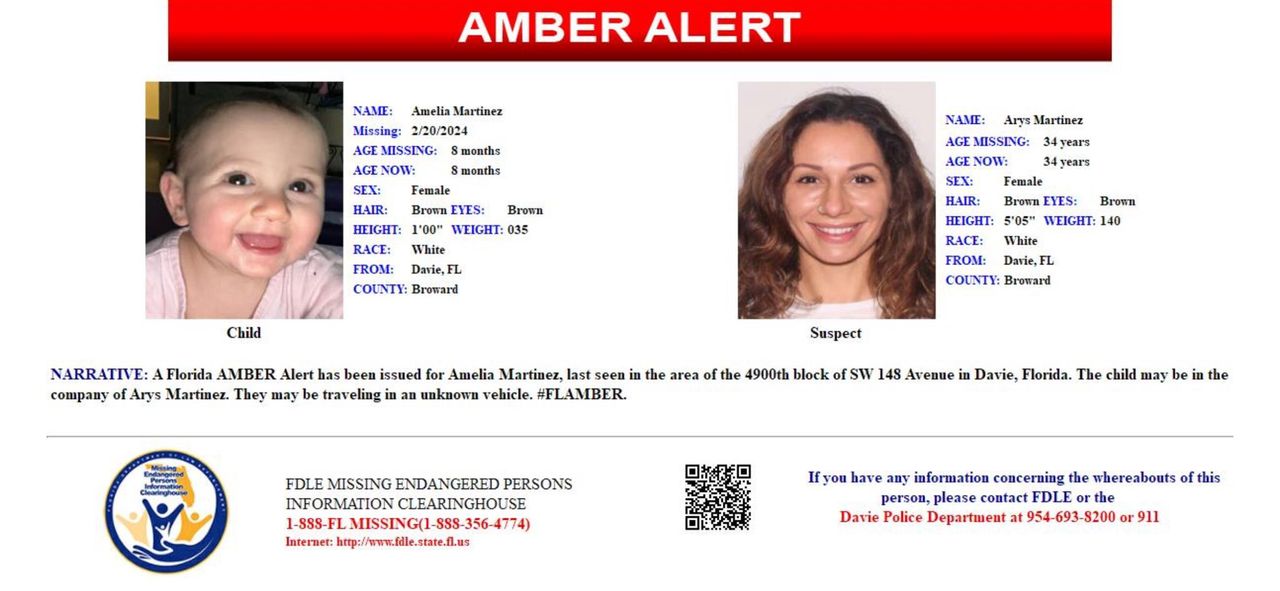 AMBER Alert in Broward County. 8 month baby kidnapped