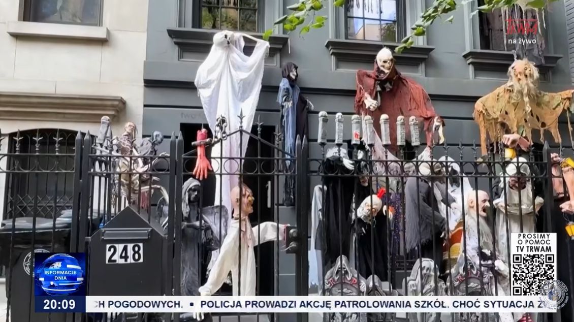 Kadr z materiału TV Trwam o Halloween