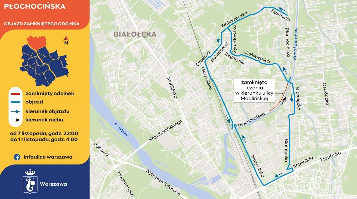 Warszawa: Remont Płochocińskiej potrwa do połowy listopada