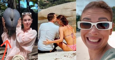 Klaudia Halejcio pozuje na Seszelach z kokosem W KSZTAŁCIE PUPY i wyznaje miłość bogatemu ukochanemu: "Uwielbiam nasze wspólne chwile" (ZDJĘCIA)