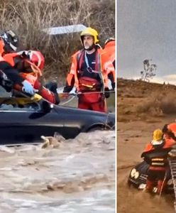 Po wypadku utknął w zalanym aucie. Moment akcji ratunkowej w Hiszpanii