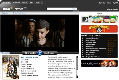 Niemiecki MSN Movies udostępnia darmowe i pełnometrażowe filmy